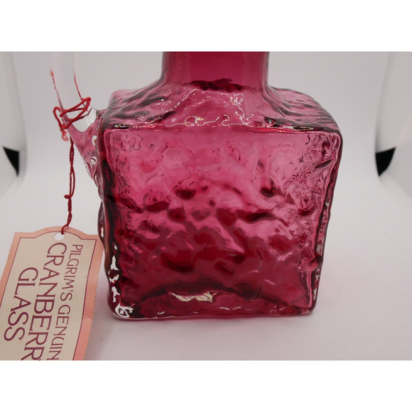 Vintage Hand Blown Pilgrim Crinkle Glass Cranberry Small Pitcher - Picture 3 of 16